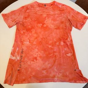 LULULEMON Orange Dye Always Agile SS Top Shirt Men's L